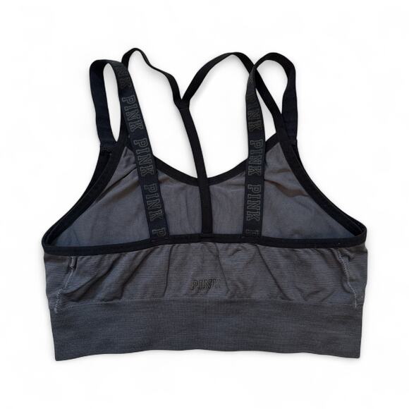 Victoria Secret PINK Charcoal Grey and Black Bralette Sports Bra Size Large - Picture 2 of 5